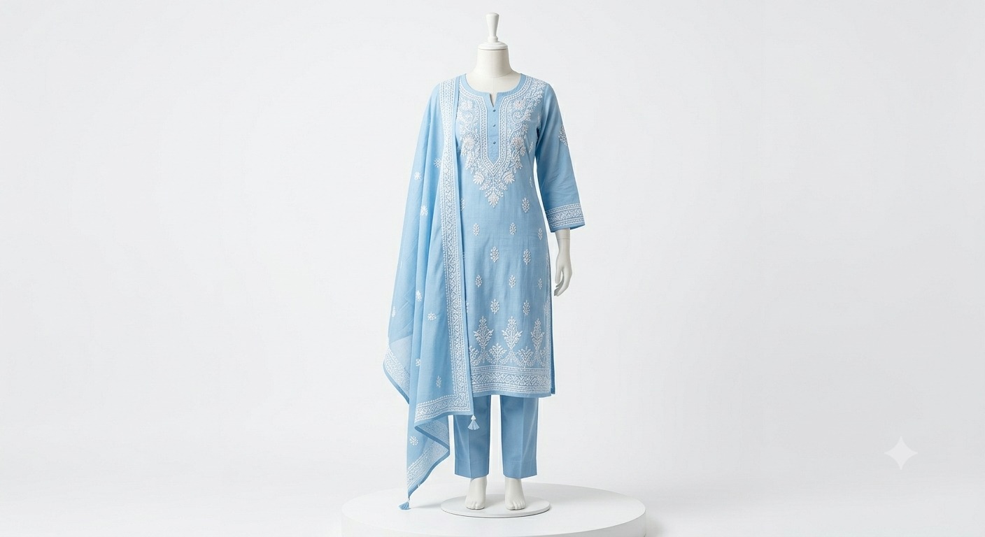 Elegant Floral Cotton Embroidered Kurti