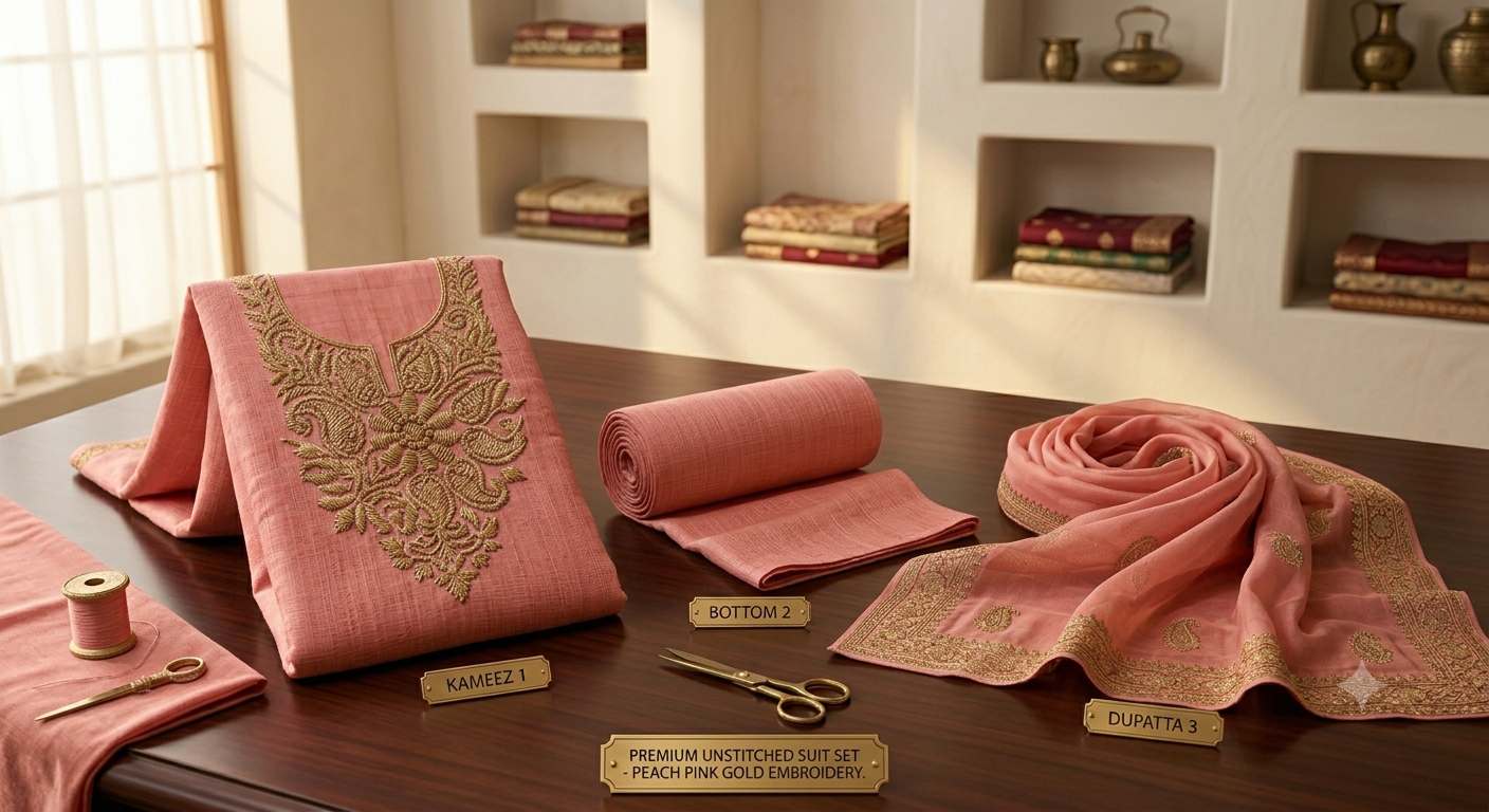 Premium Embroidered Cotton Unstitched Suit Set