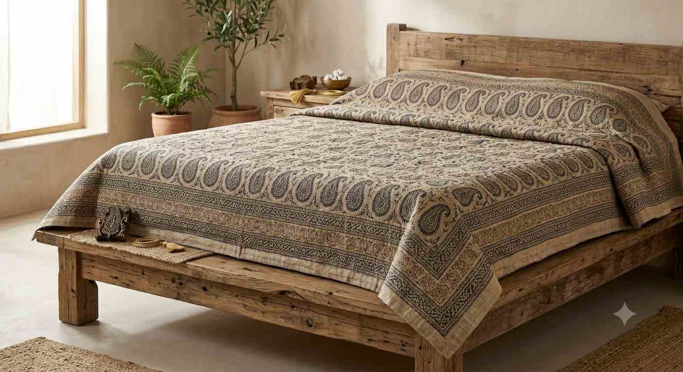 Eco Handcrafted Jute Cotton Quilt Cum Cover